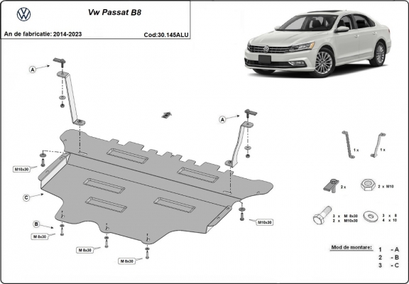 Piastra paramotore di alluminio VW Passat B8