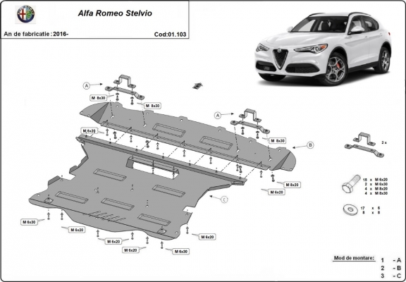 Piastra paramotore di acciaio Alfa Romeo Stelvio