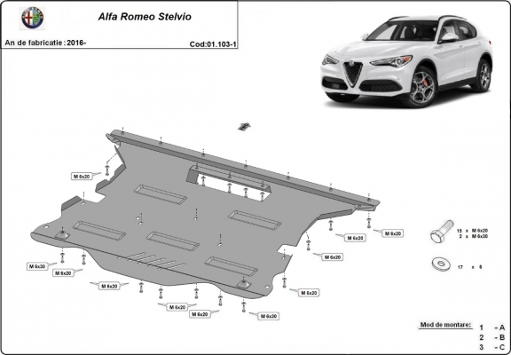 Piastra paramotore di acciaio Alfa Romeo Stelvio