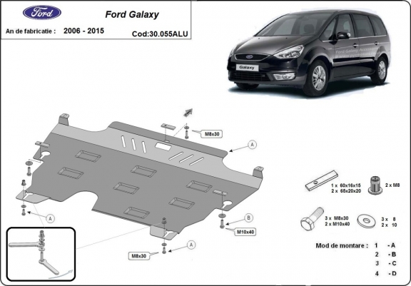 Piastra paramotore di alluminio Ford Galaxy 2