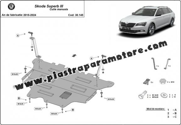 Piastra paramotore di acciaio Skoda Superb - cambio manuale