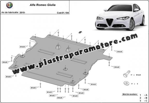 Piastra paramotore di acciaio Alfa Romeo Giulia