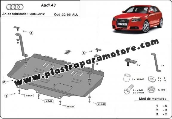 Piastra paramotore di alluminio Audi A3