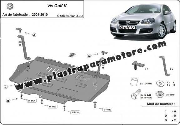 Piastra paramotore di alluminio Vw Golf mk5