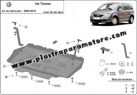 Piastra paramotore di alluminio Volkswagen Touran