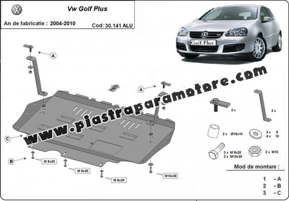 Piastra paramotore di alluminio Vw Golf Plus