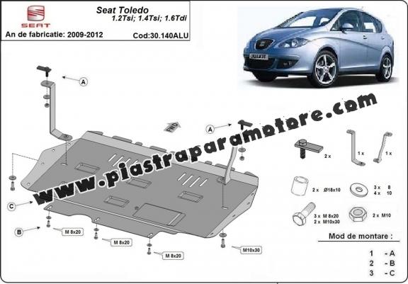 Piastra paramotore di alluminio Seat Toledo 3