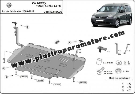 Piastra paramotore di alluminio Volkswagen Caddy