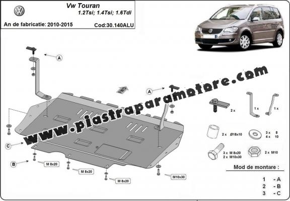 Piastra paramotore di alluminio Volkswagen Touran