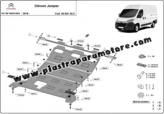 Piastra paramotore di alluminio Citroen Jumper