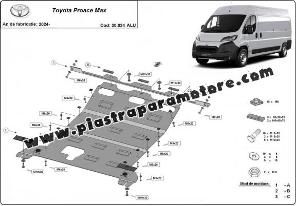 Piastra paramotore di alluminio Toyota Proace Max
