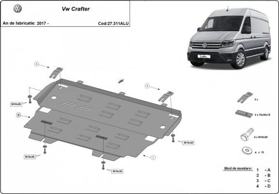 Piastra paramotore di alluminio Vw Crafter
