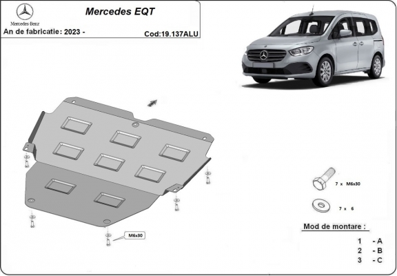 Piastra paramotore di alluminio Mercedes EQT