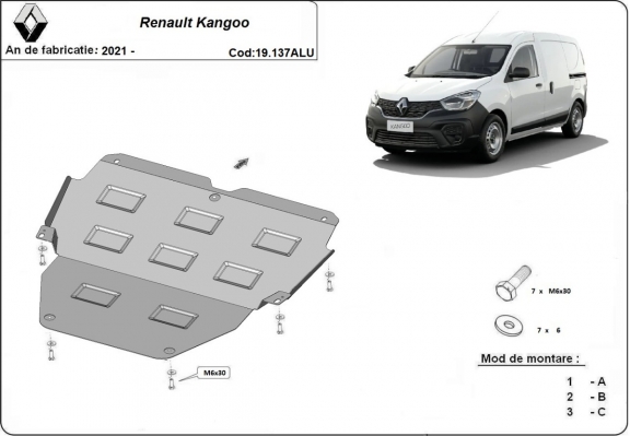 Piastra paramotore di alluminio Renault Kangoo