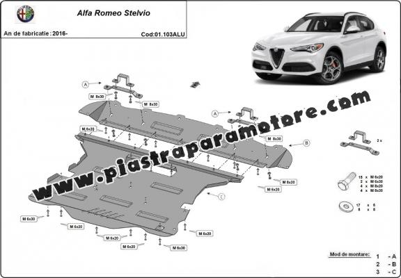 Piastra paramotore di alluminio Alfa Romeo Stelvio