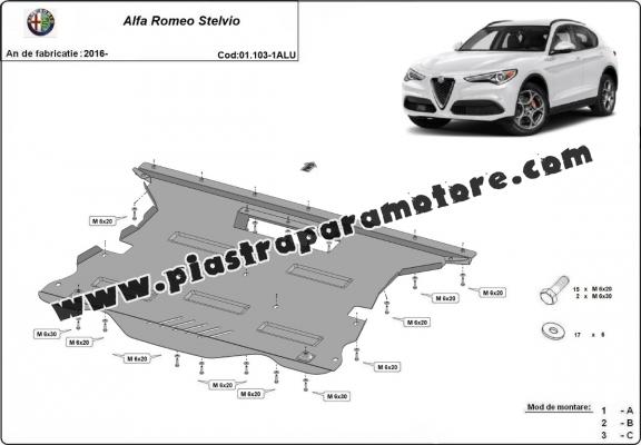 Piastra paramotore di alluminio Alfa Romeo Stelvio