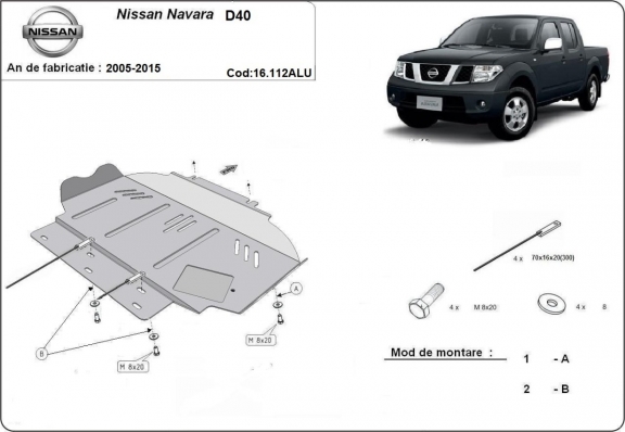 Piastra paramotore di alluminio Nissan Navara
