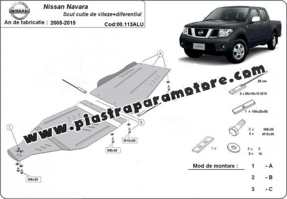 Protezione di alluminio  per il cambio Nissan Navara