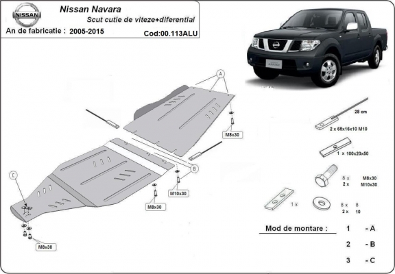 Protezione di alluminio  per il cambio Nissan Navara