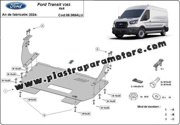 Piastra paramotore di alluminio Ford Transit V363 4x4