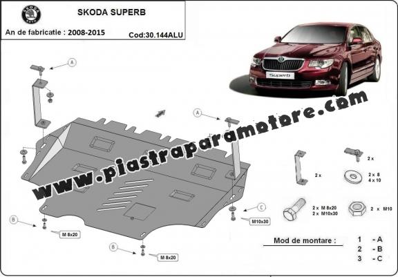 Piastra paramotore di alluminio Skoda Superb II
