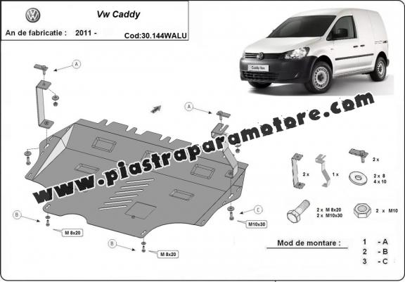 Piastra paramotore di alluminio VW Caddy - Webasto