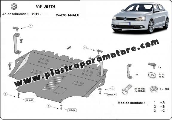 Piastra paramotore di alluminio VW Jetta