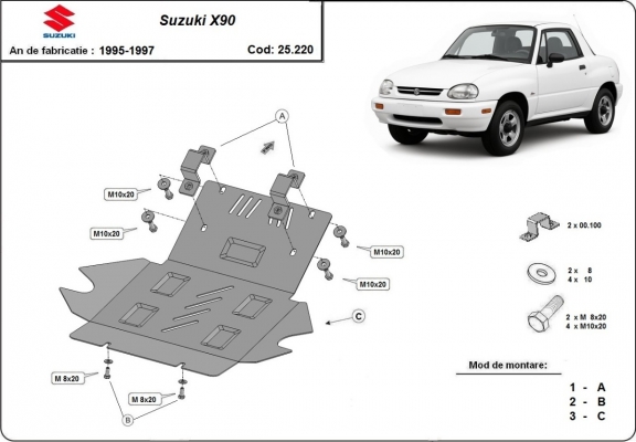 Piastra paramotore di acciaio Suzuki X90