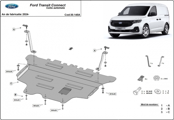 Piastra paramotore di acciaio Ford Transit Connect-  cambio automatico