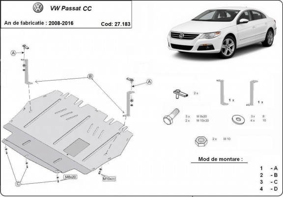 Piastra paramotore di acciaio VW Passat CC