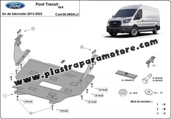 Piastra paramotore di alluminio Ford Transit 4x4