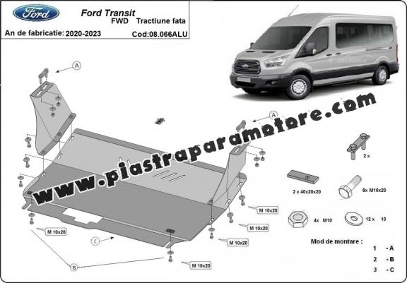 Piastra paramotore di alluminio Ford Transit FWD