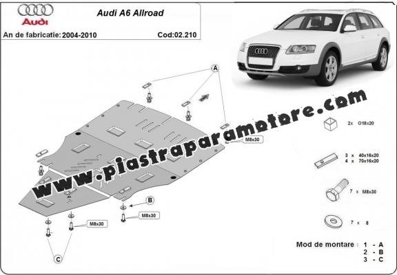 Piastra paramotore di acciaio Audi A6 Allroad 2 - sans latéraux