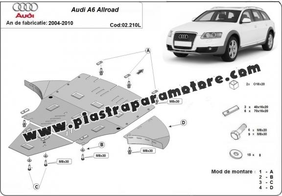 Piastra paramotore di acciaio Audi A6 Allroad 2 - avec latéraux