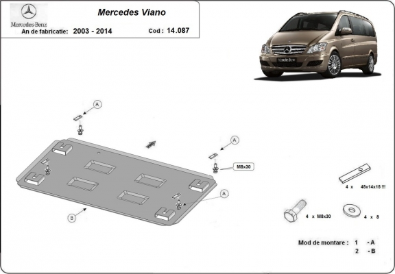 Piastra paramotore di acciaio Mercedes Viano W639 - 2.2 D 4x2, 4x4
