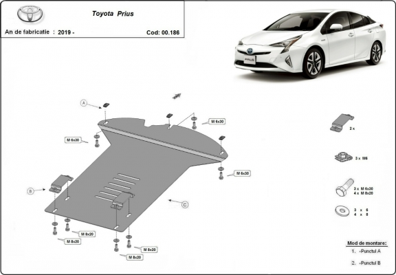 Piastra catalizzatore/cat lock di acciaio Toyota Prius