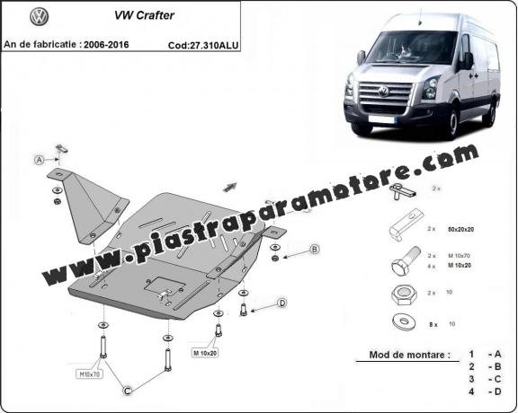 Piastra paramotore di alluminio Volkswagen Crafter