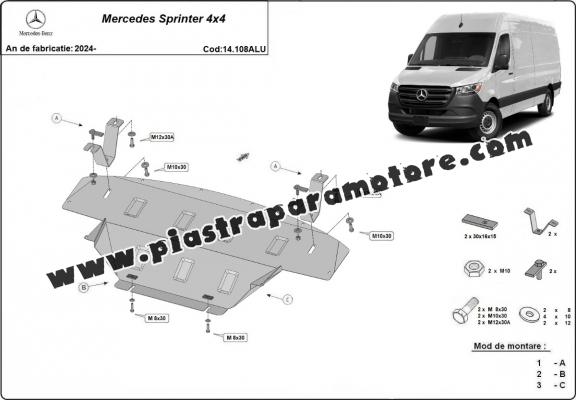 Piastra paramotore di alluminio Mercedes Sprinter 907 4x4