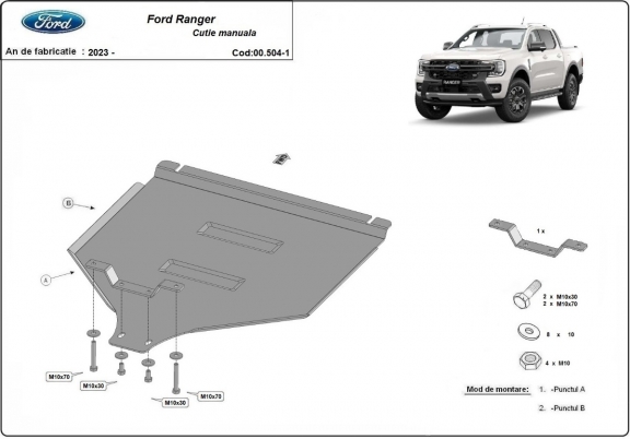 Protezione di acciaio per il cambio manuale Ford Ranger