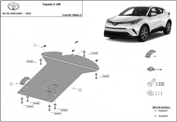 Protezione / blocco catalizzatore in alluminio per Toyota C-HR