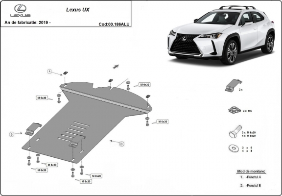 Protezione / blocco catalizzatore in alluminio per Lexus UX