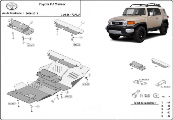 Piastra paramotore di alluminio FJ Cruiser