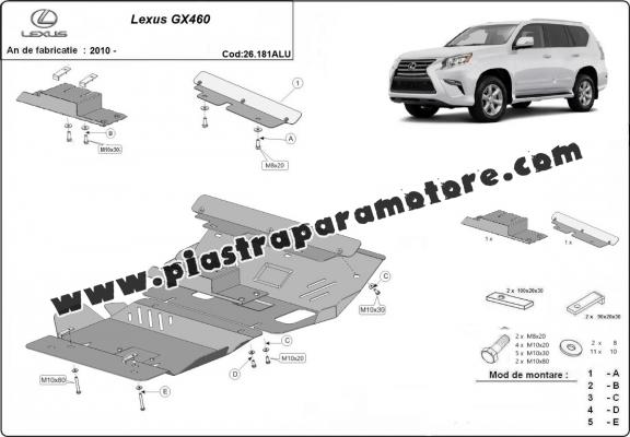 Piastra paramotore di alluminio Lexus GX460