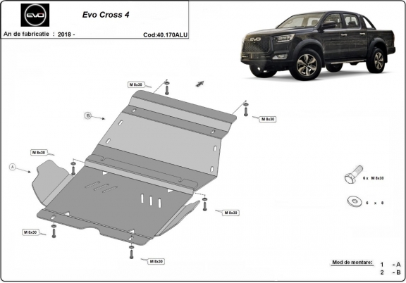 Piastra paramotore di Alluminio Evo Cross 4