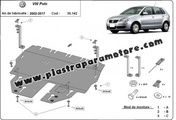 Piastra paramotore di acciaio VW Polo Petrol