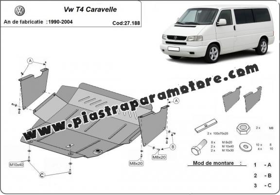Piastra paramotore di acciaio VW Transporter T4 Caravelle