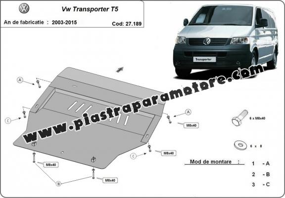 Piastra paramotore di acciaio Volkswagen Transporter T5