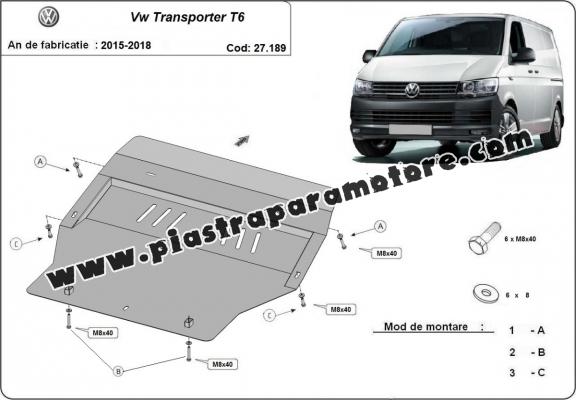 Piastra paramotore di acciaio Volkswagen Transporter T6