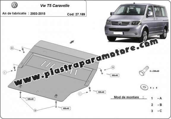 Piastra paramotore di acciaio Volkswagen T5 Caravelle 