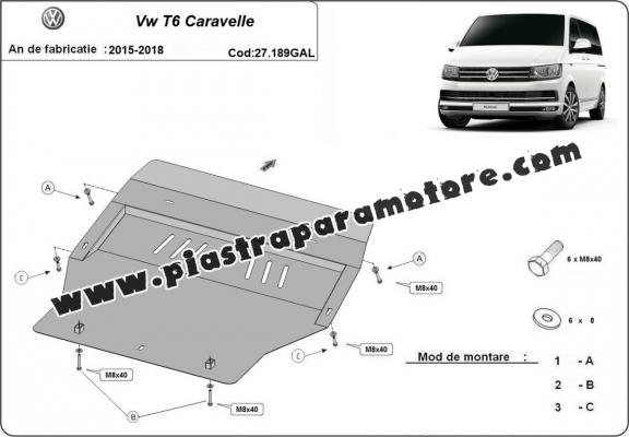 Piastra paramotore di acciaio zincato Volkswagen Transporter T6 Caravelle